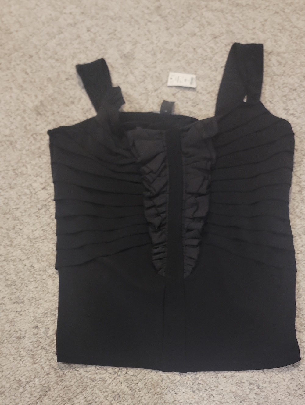 White House Black Market Black Ruffle Front Tank Top